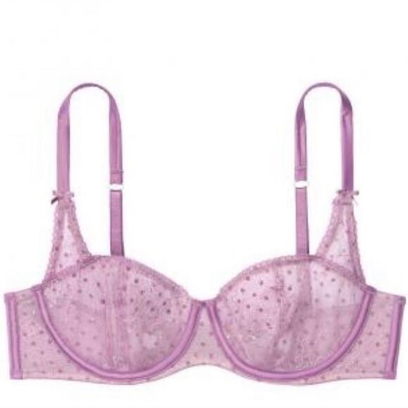 Victoria’s Secret Dream Angels Set dot Mesh Unlined Balconett Bra & Thong - Picture 10 of 10